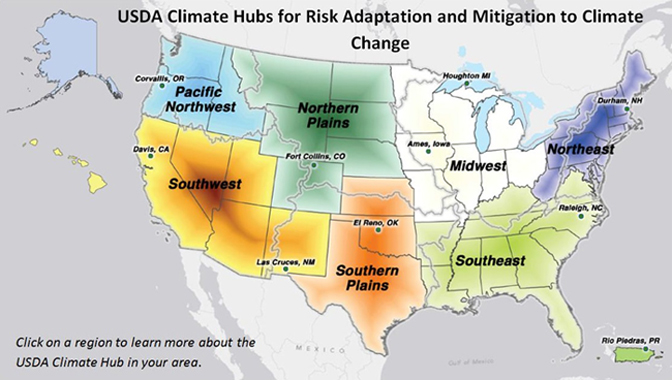 USDA Climate Hubs for risk Adaptation and Mitigation to Climate Change
